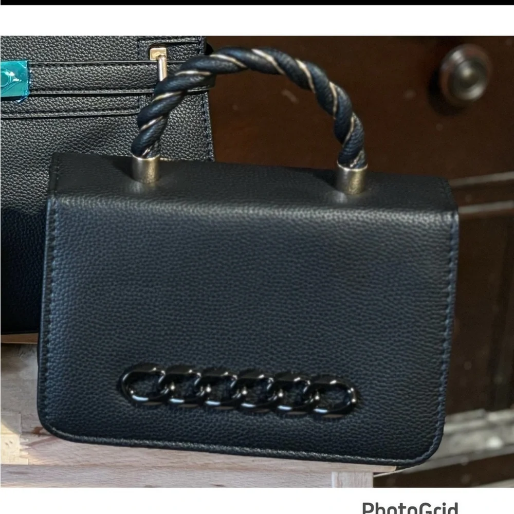 Scarf Top Handle Satchel, Crossbody & Wallet Black 3-in-1 BRAND NEW